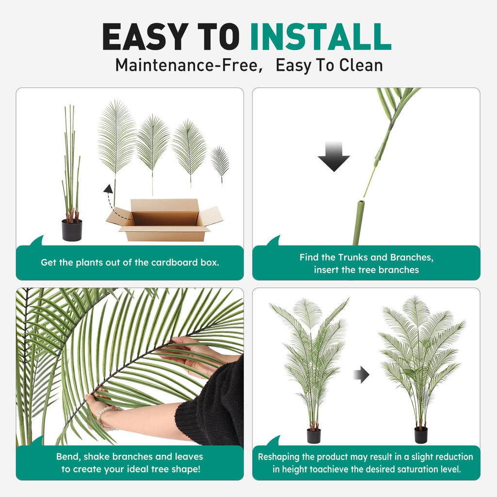 7FT Artificial Palm Tree Multileaf Tall Faux Plants Indoor & Outdoor
