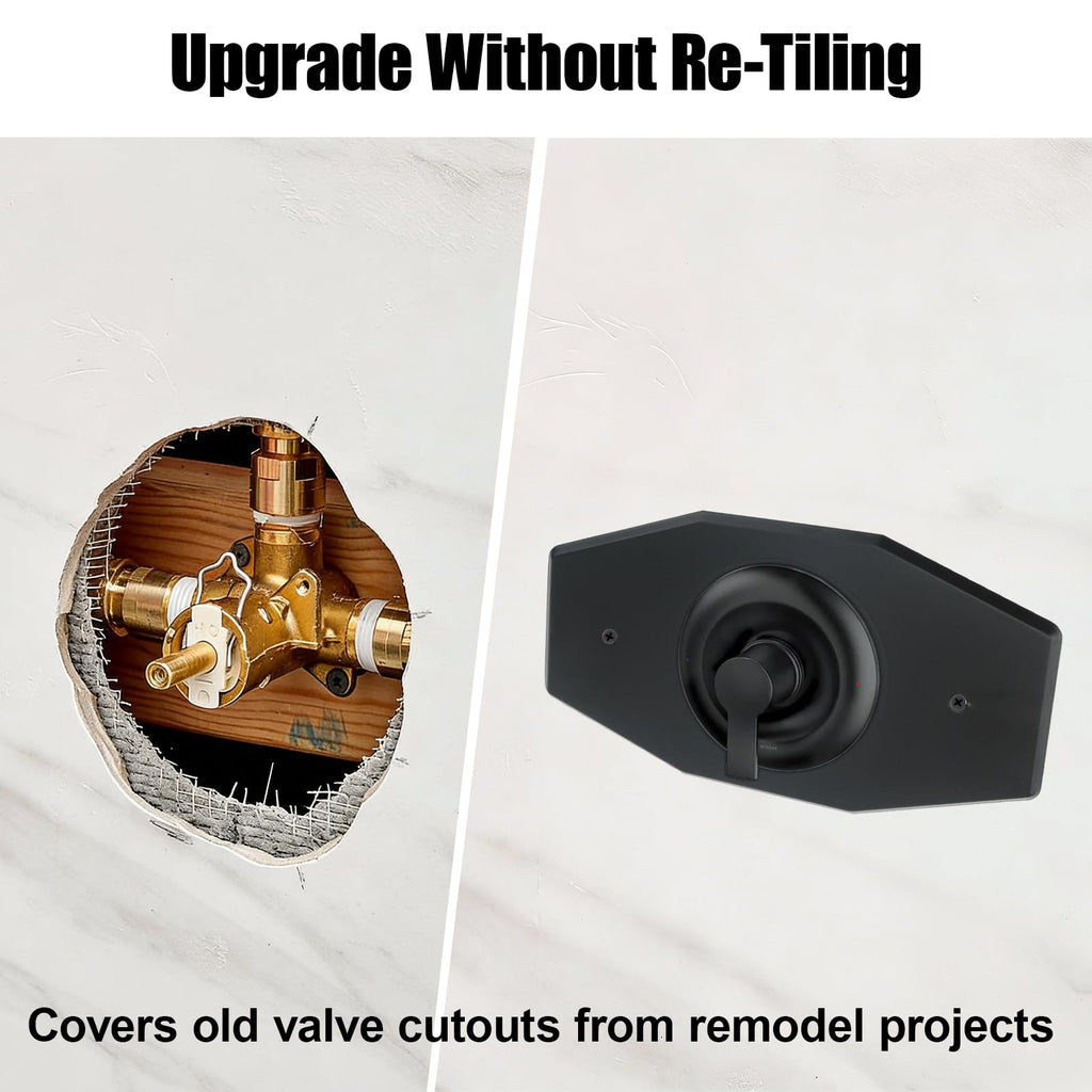 Shower Valve Cover Plate Single Hole Conversion Escutcheon Black