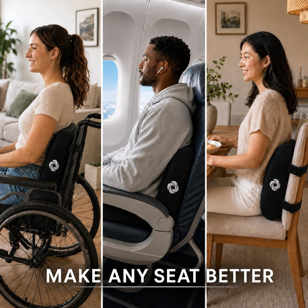 Lumbar Support Pillow Chair, Lower Back Support for Car, Back Pillow Desk Chair Cushion with Memory Foam, Improved