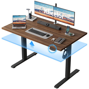 48 x 24" Electric Standing Desk, Height Adjustable, Dark Walnut