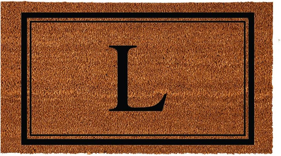 Flag Monogram Letter L Entrance Doormat | 28 x 16 inches | Dirt Catching Natural Coir | All-Season | Non-Slip Backing