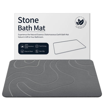 Stone Bath Mat, Diatomaceous Earth Shower Mat, Quick Dry, Grey