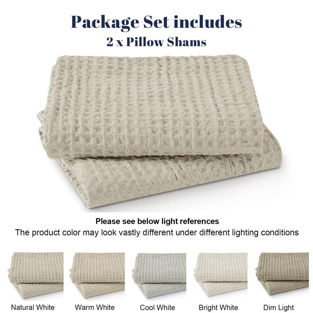 Ultra Soft Waffle Pillow Shams Standard Size 20"x26", Linen, No Insert
