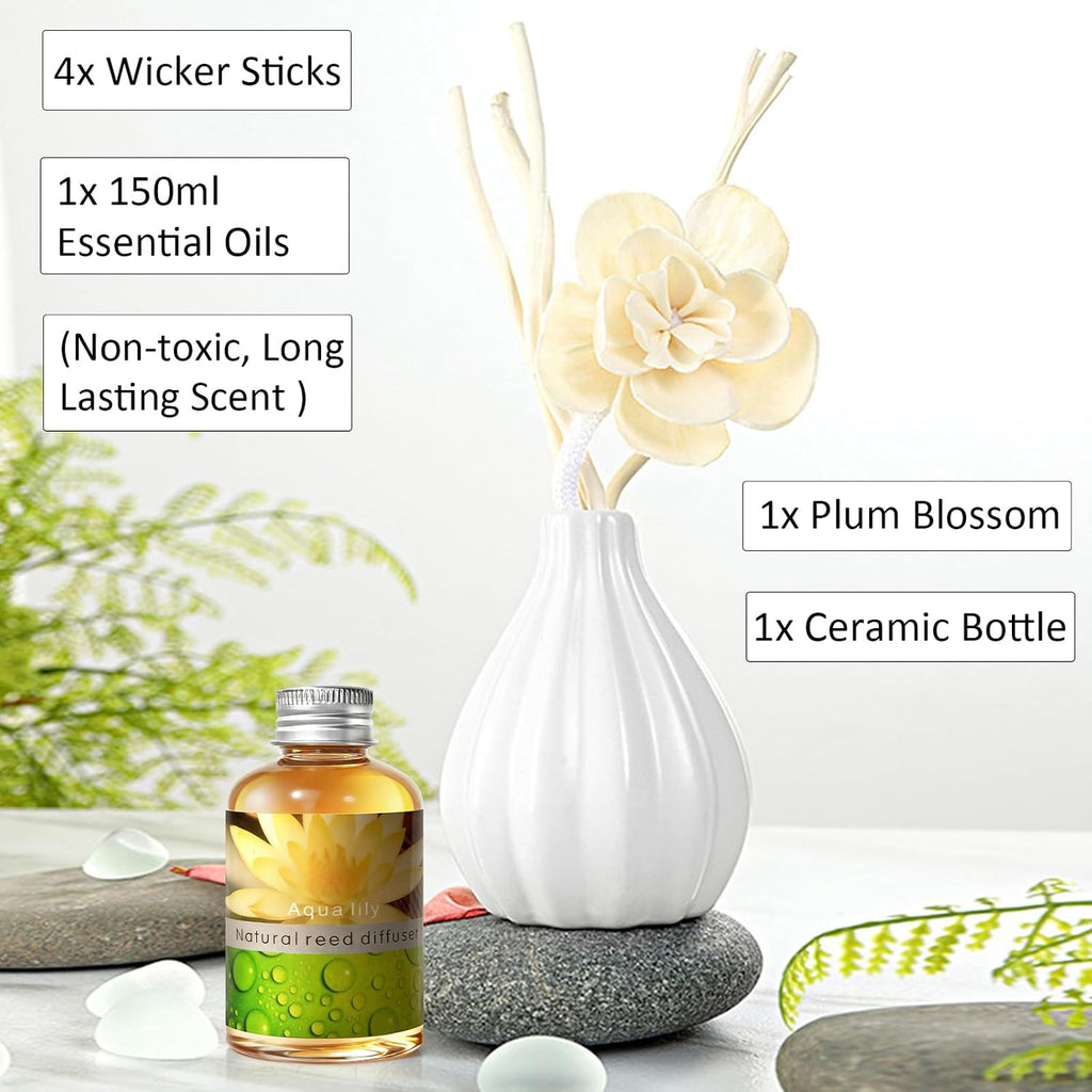 Reed Diffuser Set, Home Fragrance & Decorative Diffuser, Dried Flower Aromatherapy Oil Set, Oil Diffuser Sticks