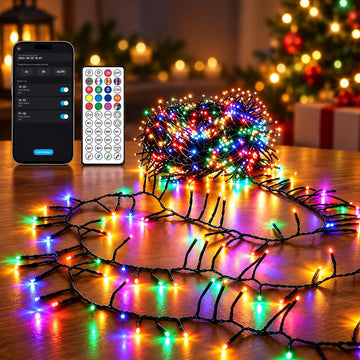 Smart Christmas Cluster Lights, Multicolor App/Remote Control String Lights