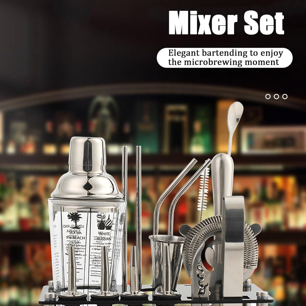 Shaker Set With Stand - Mixology Bartender Kit 25oz Professional Bar Tools Set Bar Accessories For Drink - Set of 16