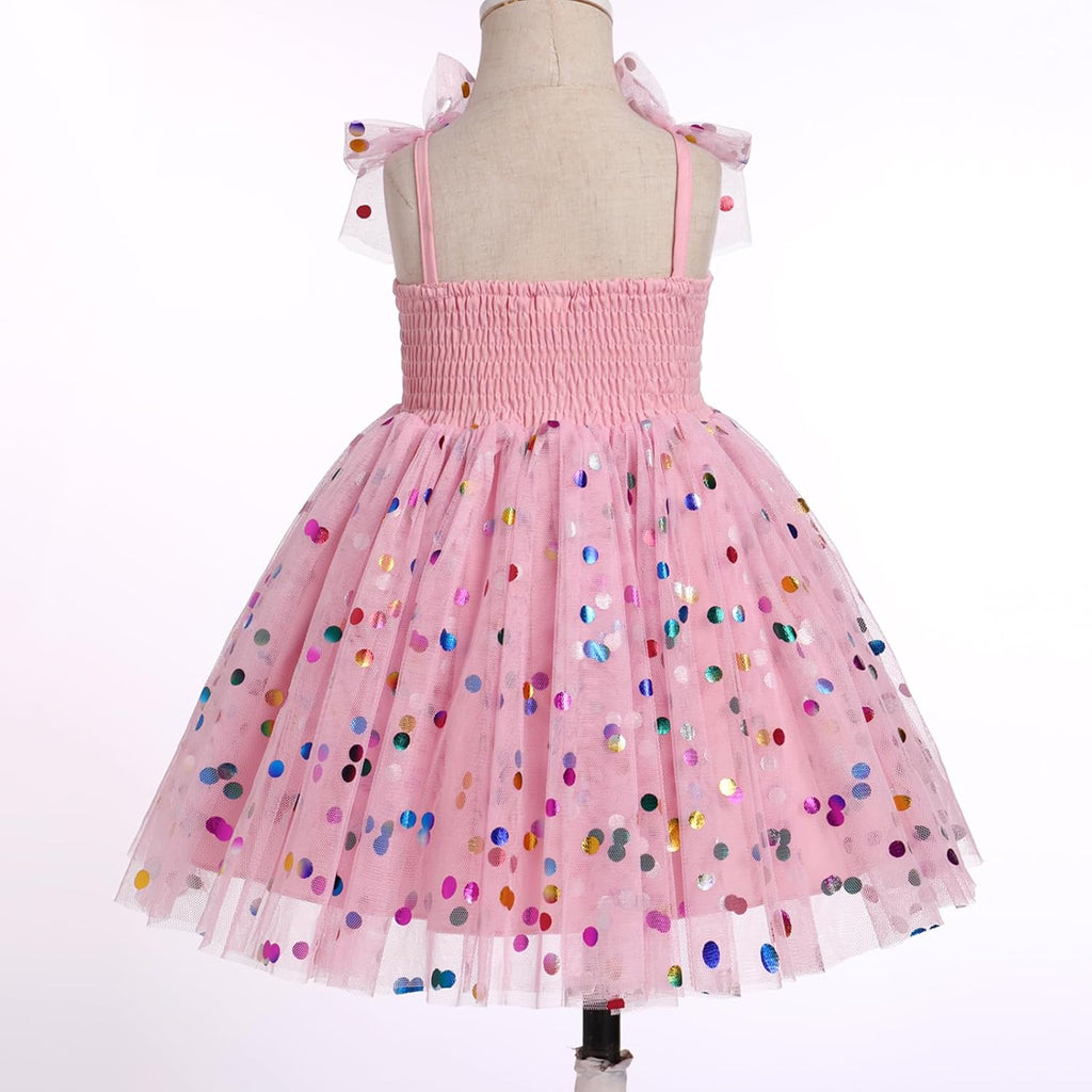 Toddler Baby Girl Birthday Princess Dress Shiny Confetti Boho Rainbow Cake Smash Photo Shoot Outfit for 1