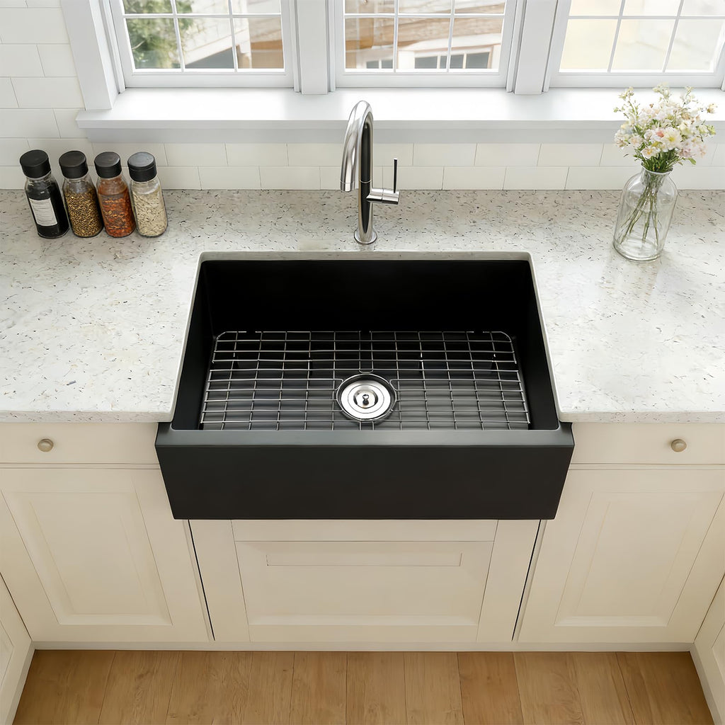 Black Farmhouse Sink, 32 Inch Granite Composite Sink