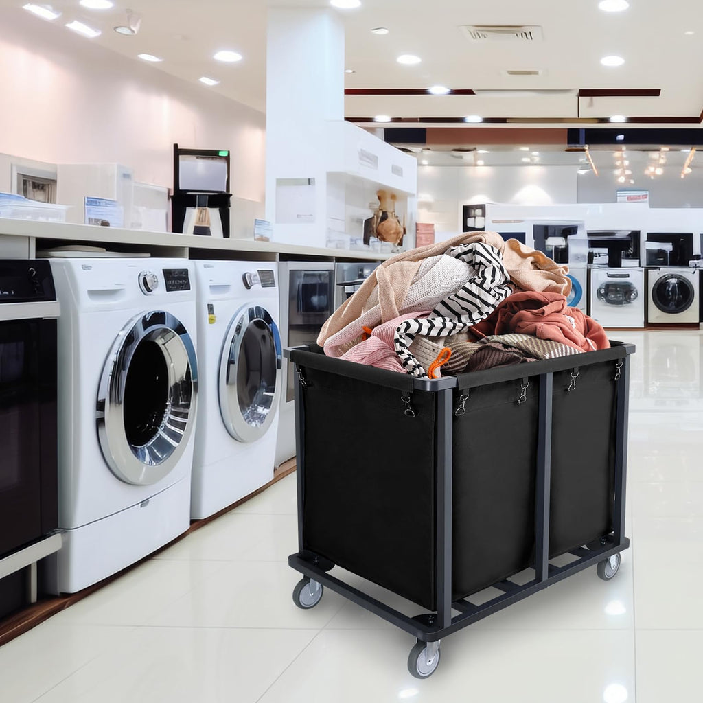 Commercial Laundry Cart with Wheels,400L Black