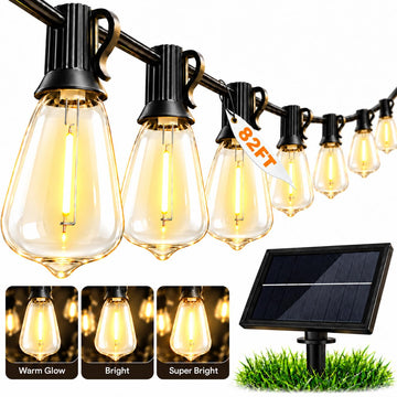 82FT Solar String Lights Outdoor, Waterproof, Dimmable Remote