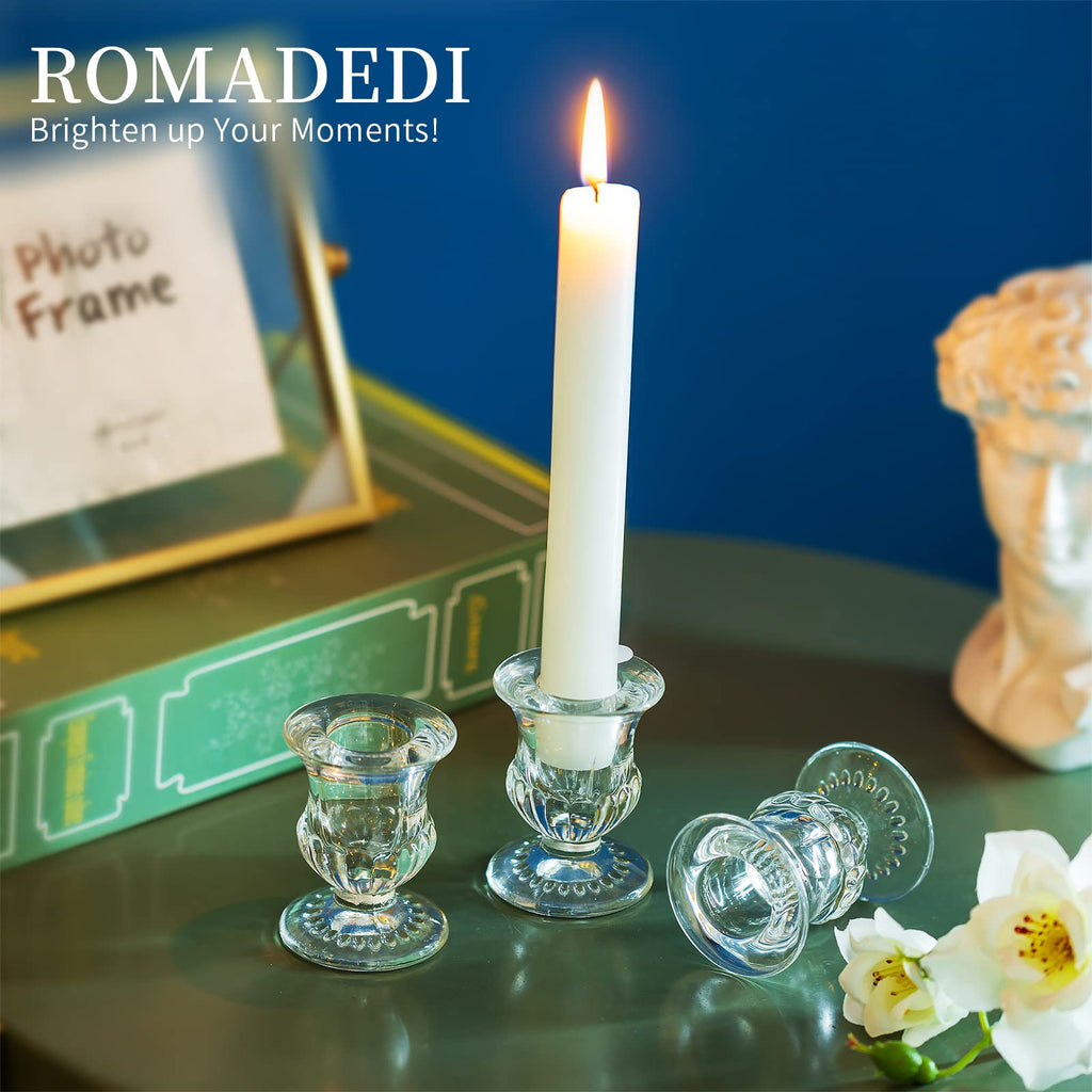 Glass Taper Candle Holders, Clear, Pack of 20