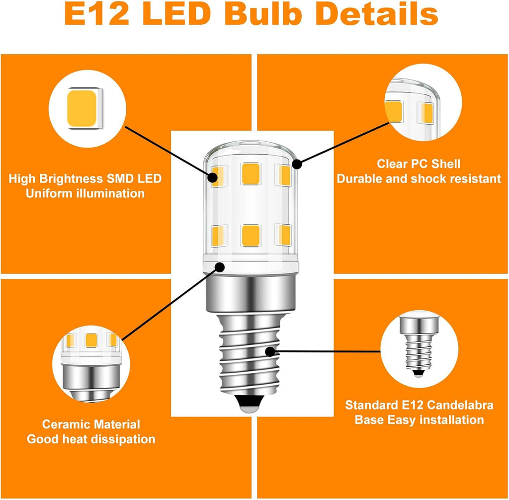 E12 LED Bulb 2W Night Light 15 Watt Type b Bulbs Compact Warm White 3000K