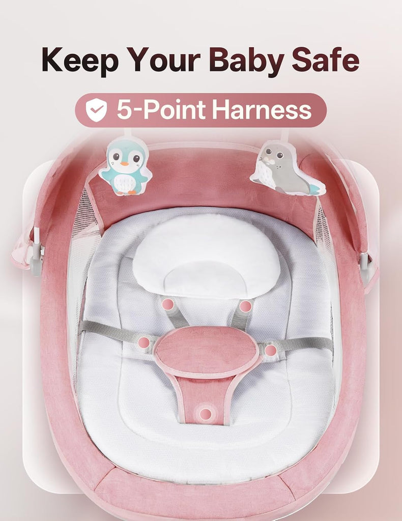 Electric Baby Swing for Infants to Toddler, 12 Music, Remote Control and Bluetooth, Portable Swing for Baby Boy Girl