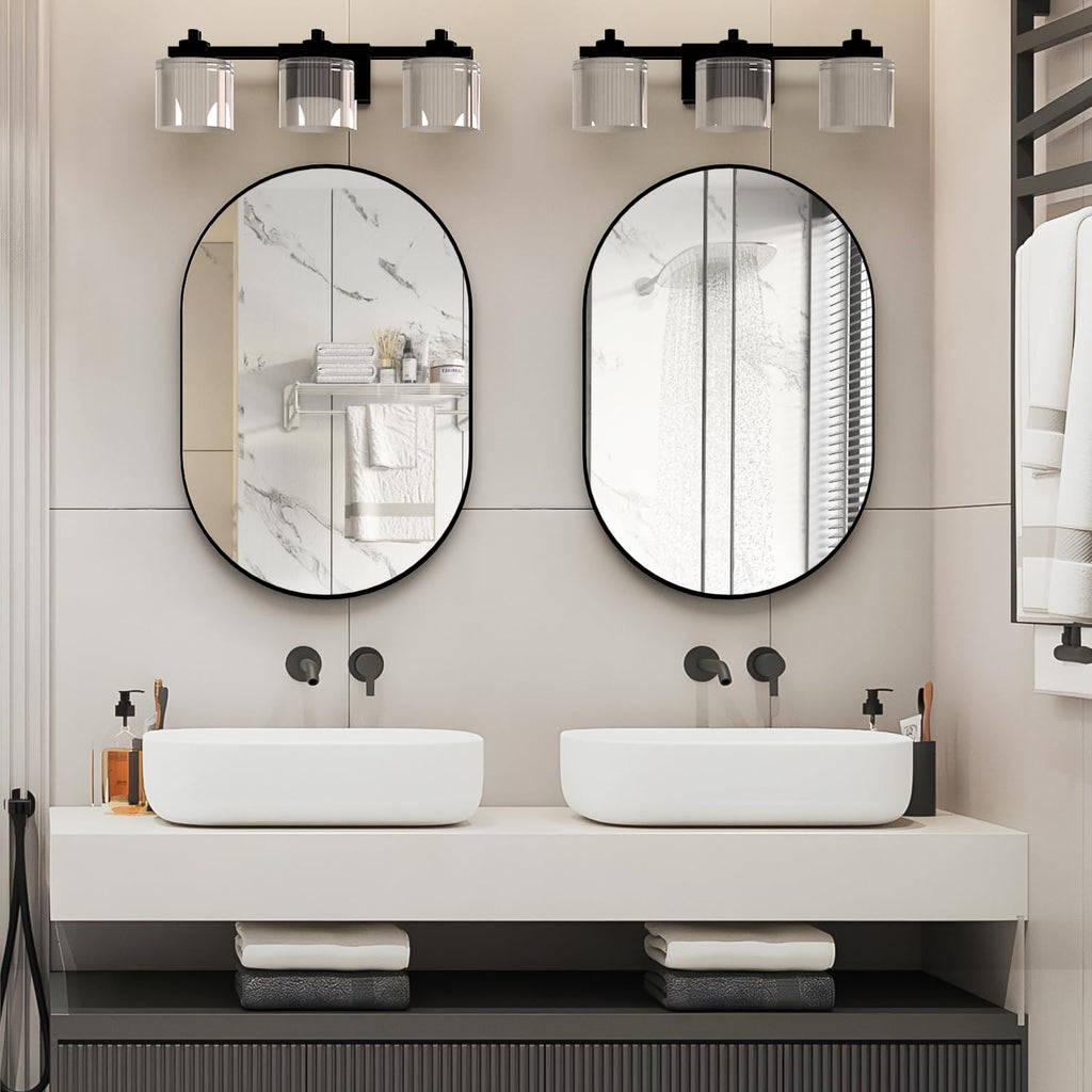 Oval Bathroom Mirror Wall Vanity Oval Mirrors, 20"x30" Black Bathroom Mirrors for Over Sink Pill Mirrors Capsule Wall