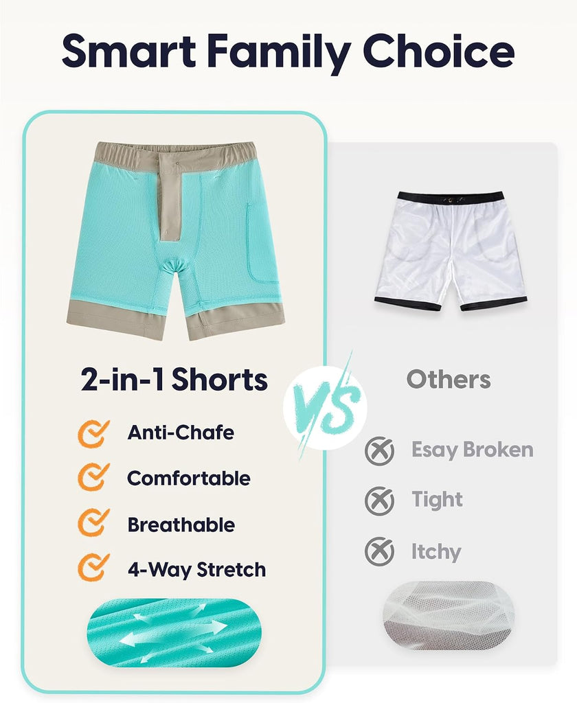 Boys Uniform Shorts Shorts with Liner, 5 Pockets and Elastic Waist