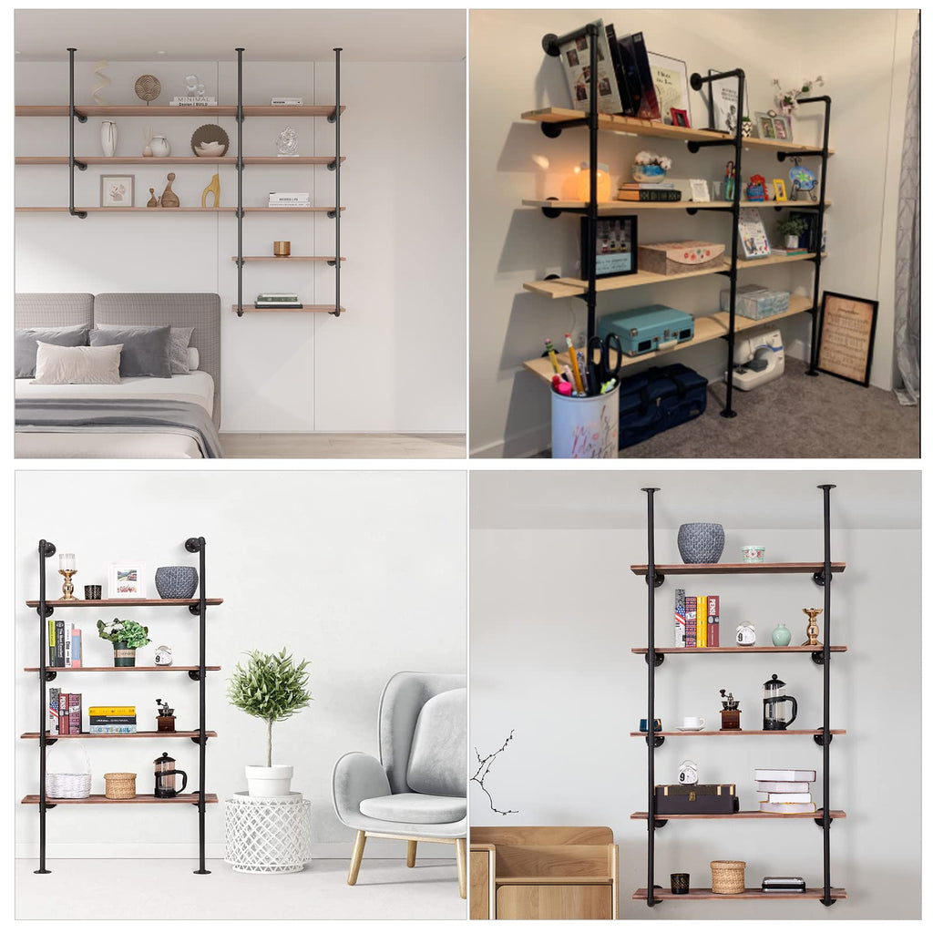 Industrial Iron Pipe Shelf Wall Mount, Farmhouse DIY Open Bookshelf, Pipe Shelves Bathroom, bookcases Living Room