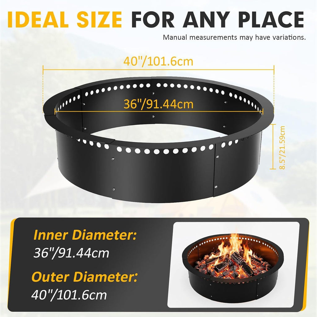 Smokeless Fire Pit Ring, 40 inch Outer/36 inch Inner Outside Fire Pit