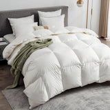 Feathers & Down Comforter, Organic Duvet Insert, 100% Cotton Shell, Ethically-sourced Feathers and D