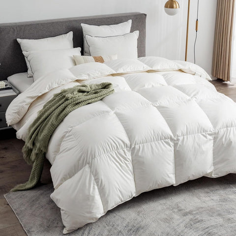 Feathers & Down Comforter, Organic Duvet Insert, 100% Cotton Shell, Ethically-sourced Feathers and D