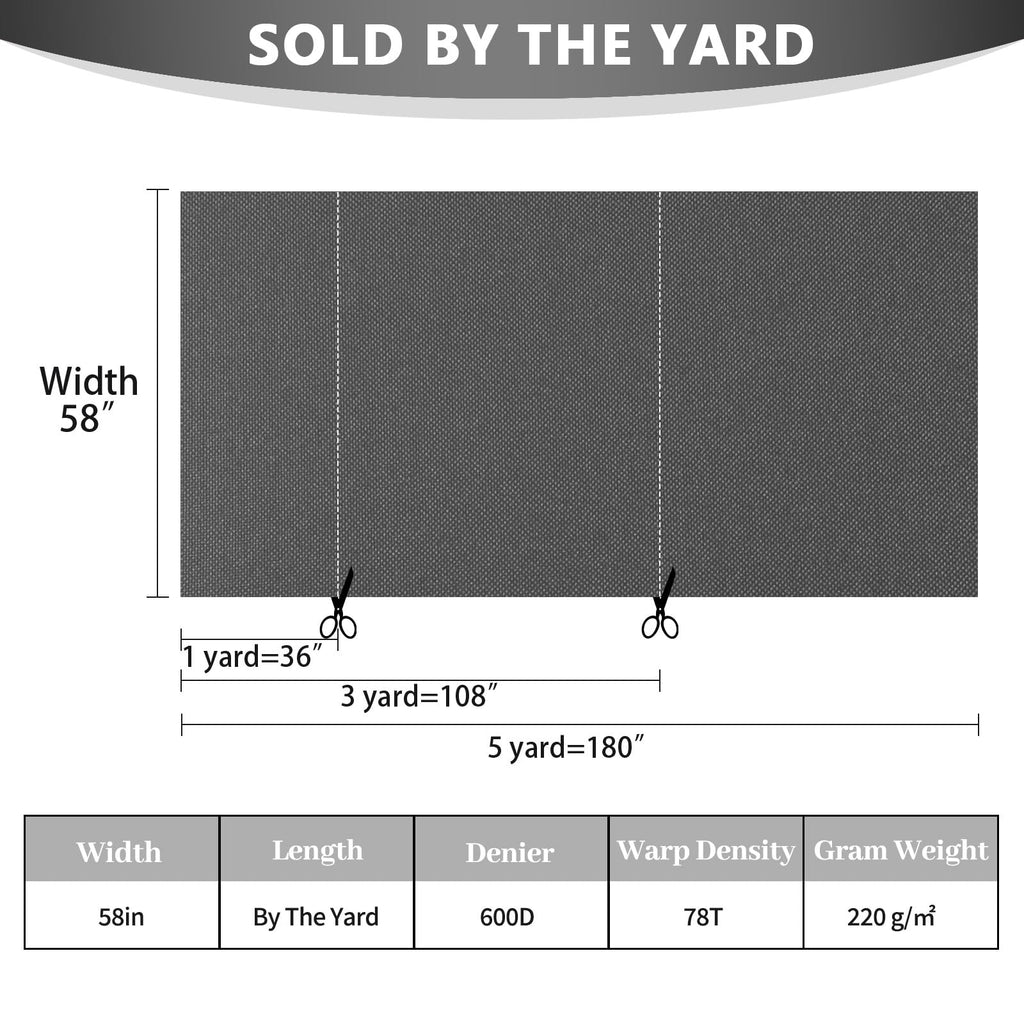 Waterproof Canvas Fabric by The Yard 600D Upholstery 12 Yard Gray