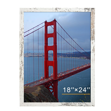 18x24 Poster Frame for Wall Hanging, Engineered Wood Picture Frames for 18 x 24 Picture, Distressed White, 1 Pack