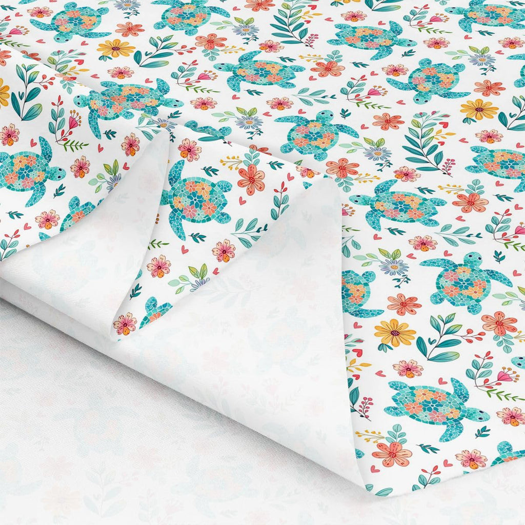 Boho Turtles Fabric by The Yard Leaves Branch Flowers Fabric for Upholstery and Home Accents Natural Wildlife Craft