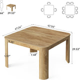 Square Dining Table with Rounded Corners, Modern 47" Kitchen Table for 4 People, Space Saving Dining Room Table for
