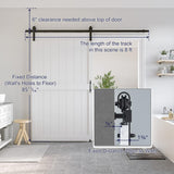 48 x 84 inch White Sliding MDF Barn Door with 8FT Black Sliding Door Hardware Kit & Handle, Pre-Dril