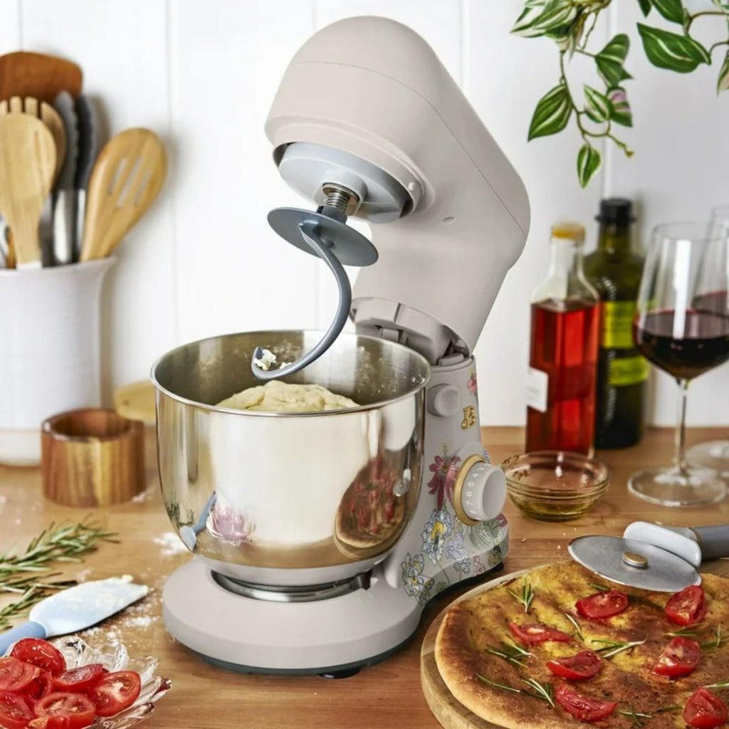 3.5 Quart Electric Stand Mixer with Flat Beater, Dough Hook, Balloon Whisk and Splash Guard (Porcini Flower)