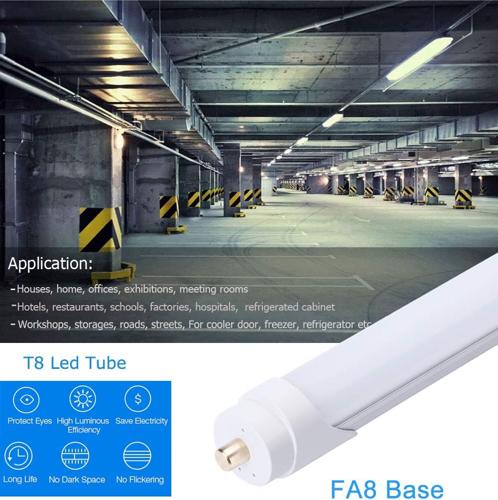 Single Pin T8 96" 8ft LED Tube 45W, 8' LED Fluorescent Tube Replacement,AC 85V 277V Input, 5000K Super Bright