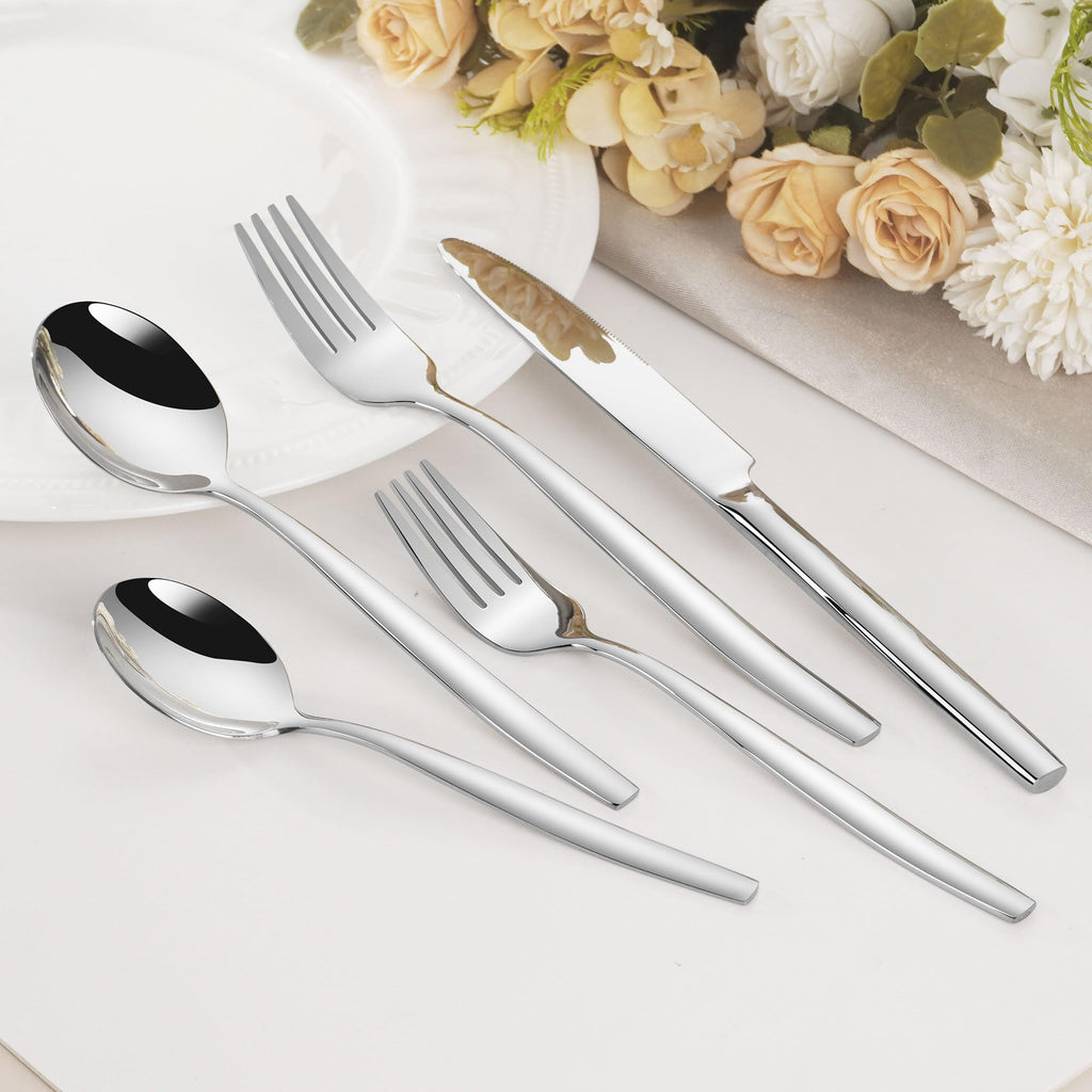 18/10 Stainless Steel Silverware Set, 40 Pieces Modern Flatware Set for 8