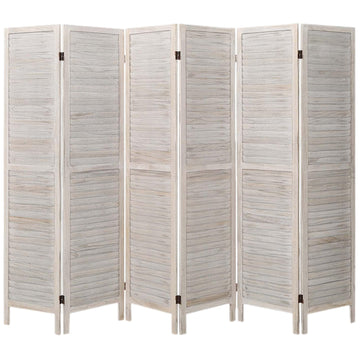6 Panel Room Dividers and Folding Privacy Screens, Divider for Room Separation, Wood Louvered Divider Wall, Wooden