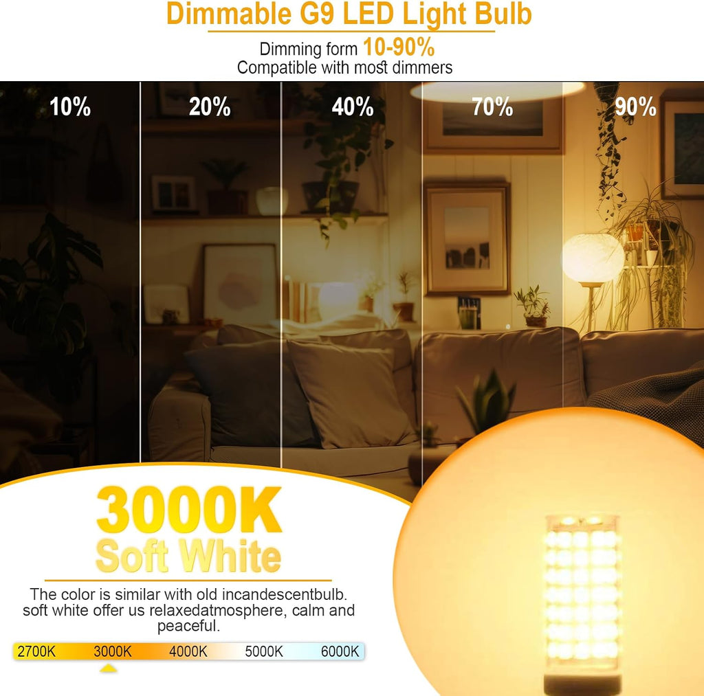 G9 LED Light Bulbs 7W Dimmable 730LM Equivalent to 75W