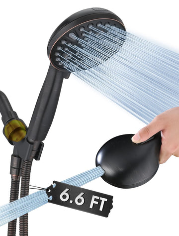 High Pressure 10 Setting Handheld Shower Head, 5" Detachable Showerhead Spray Built-in Power Wash to Clean Tub, Tile