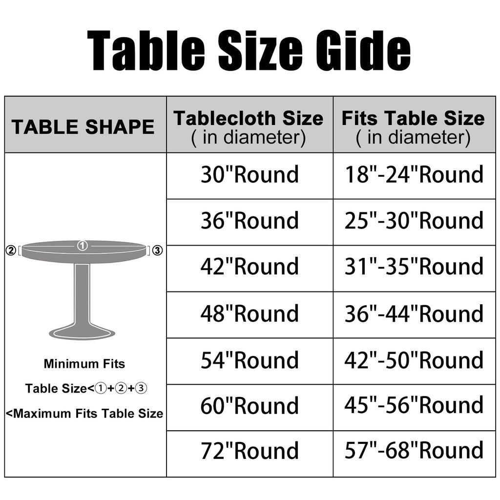 45"-56" Round Fitted Tablecloth, Waterproof Plastic Table Cover