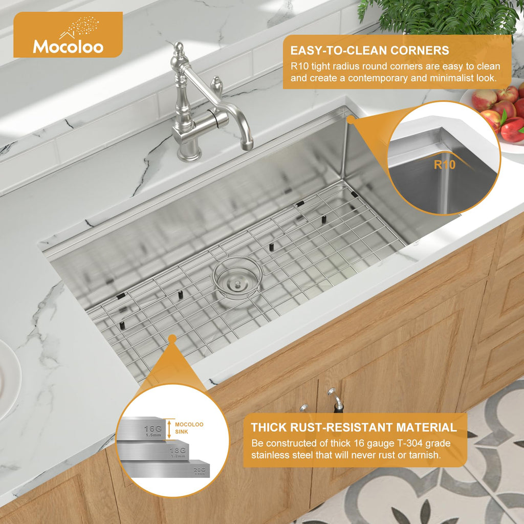 33 Undermount Kitchen Sink - 33 x 19 Undermount Sink Workstation Stainless Steel Kitchen Sinks 16 Gauge Single Bowl