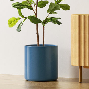 12 Inch Pot for Plants, Ceramic Indoor Planter, Harbor Blue