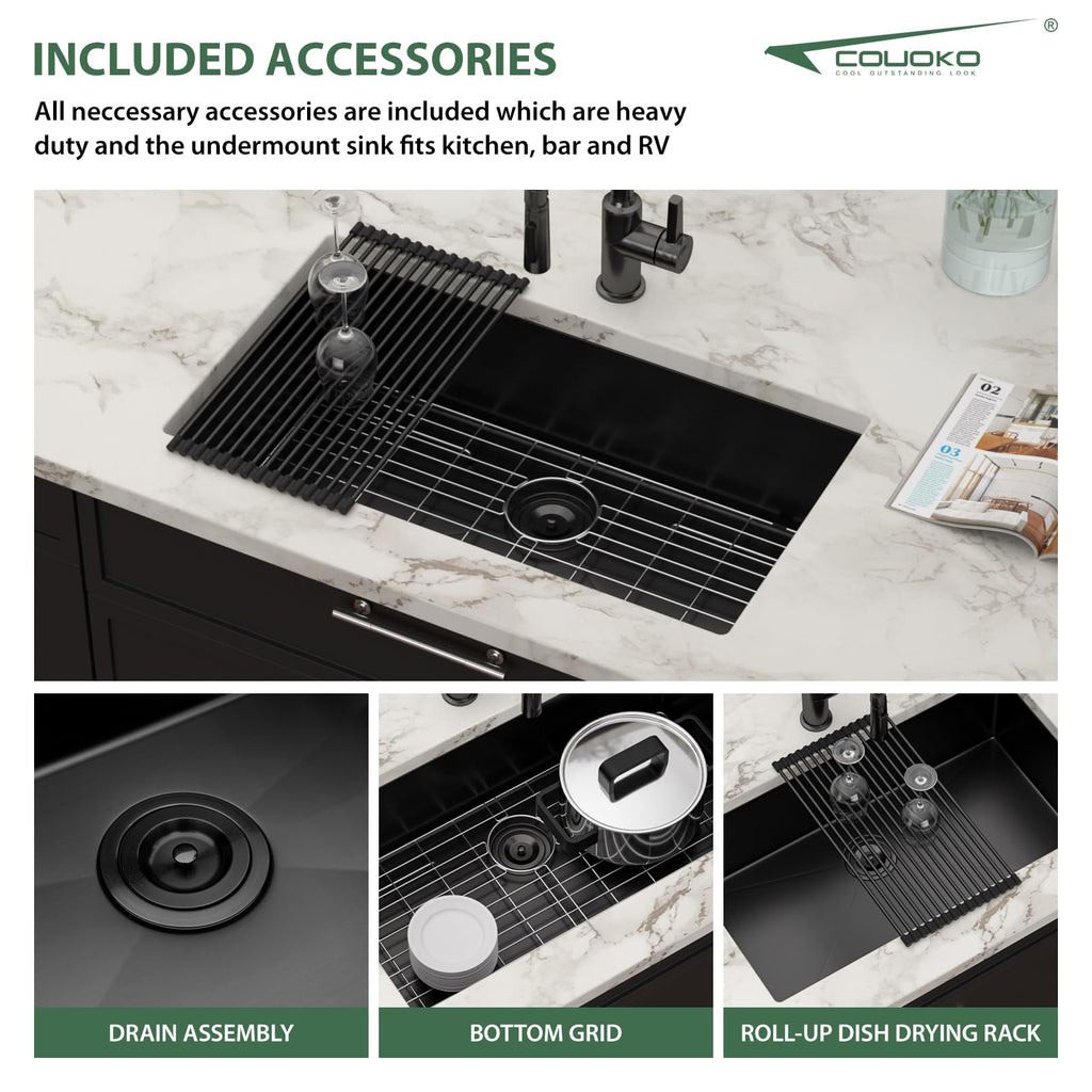33 Inch Matte Black Undermount Kitchen Sink