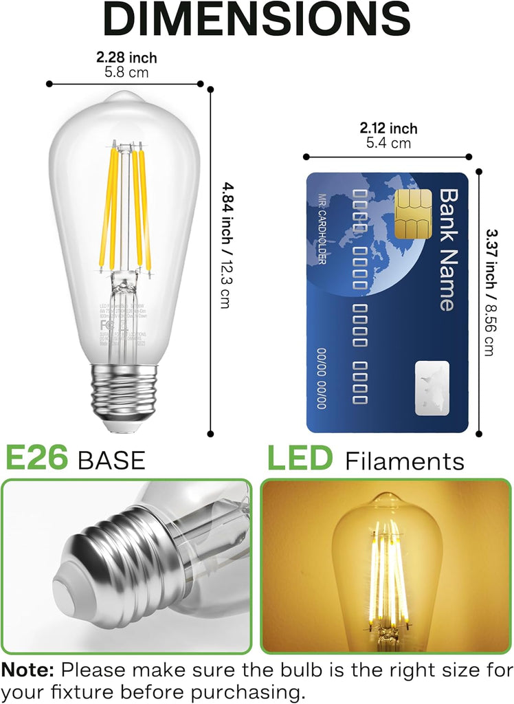 Dusk to Dawn Light Bulb Outdoor, Soft White 2700K, 6W Equivalent 60W