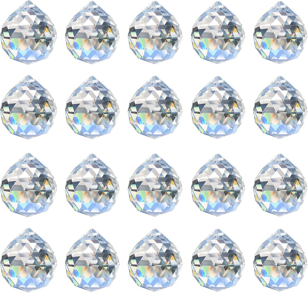 Crystal Sun Catcher, 20pcs 0.8"/20mm Crystal Suncatcher Prism for Windows Hanging