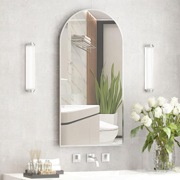 Recessed Medicine Cabinet,Arched Medicine Cabinet with Mirror | Brushed Nickel Metal Edge,3 Adjustable Glass