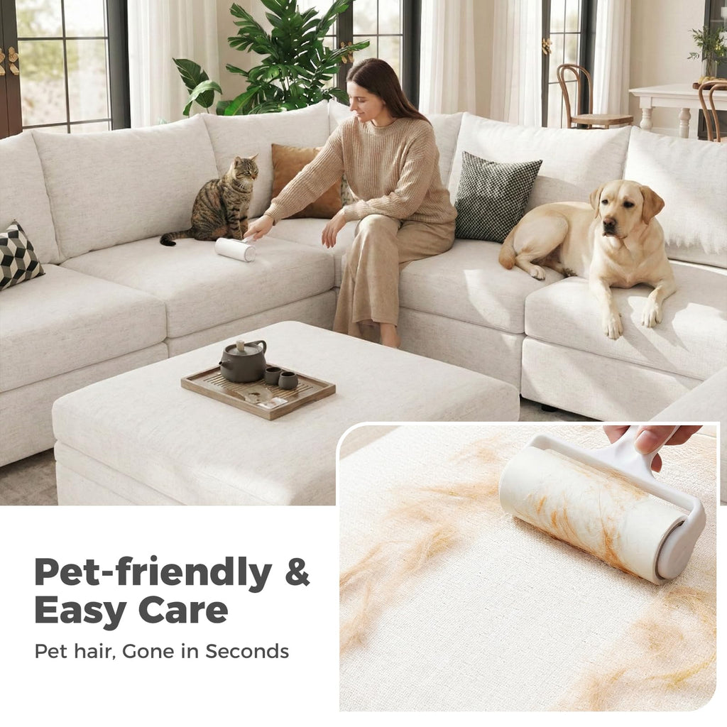 135.5" Oversized Modular Sectional Sofa, L Shaped Convertible Couch, Large 6 Seat Corner Couches Deep Seat White