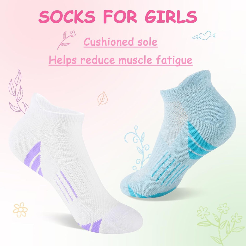 10 Pairs Girls Ankle Socks Athletic Socks With Cushioned Sole For little big kids Old