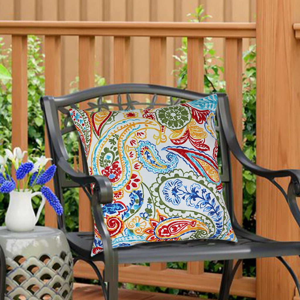 Water Resistant Outdoor Throw Pillows Furniture, 18x18 Inch Decorative Pillows Set of 2 with Insert, Hidden Zipper