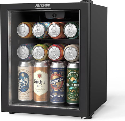 28 Can Beverage Cooler Refrigerator, Mini Cooler with Removable Shelves, 43
