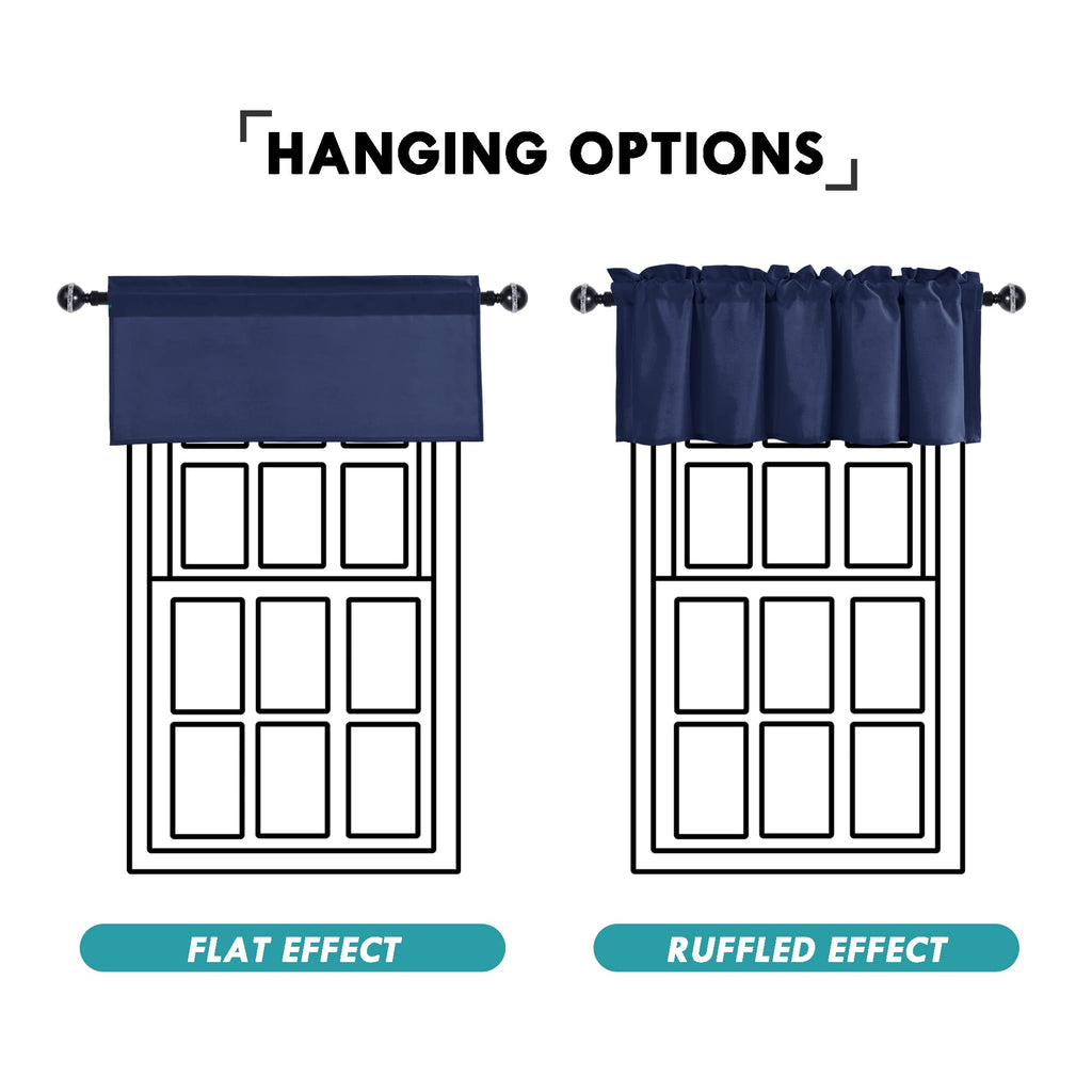 Navy Blue Valance Curtains for Window 1 Panel, 60 x 18 Inches