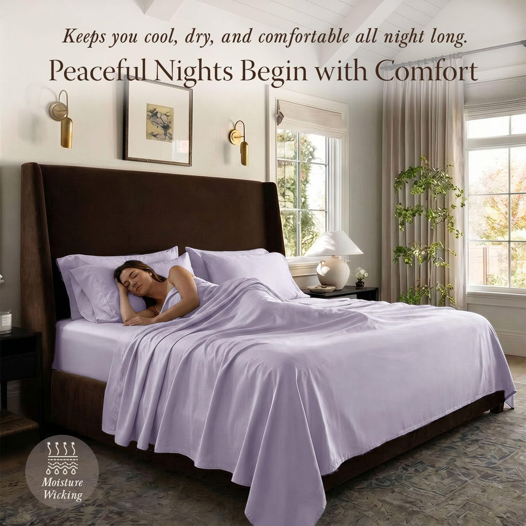 400 Thread Count Egyptian Cotton Queen Sheet Set, Sateen, Lilac