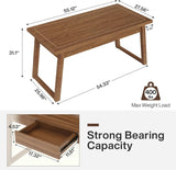 Home Office Executive Desk: 55 Inches Wooden Computer Desk with Drawer, Mid-Century Modern Study Writing Table