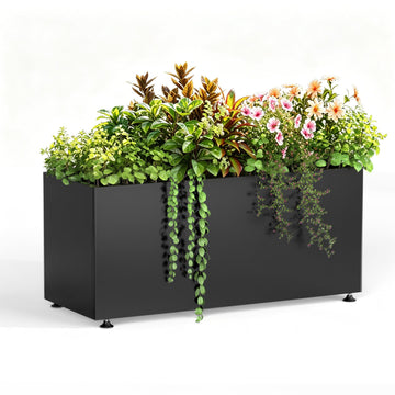 Metal Planter Box Outdoor Rectangular Steel Planter, Easy Assemble 38inBlack