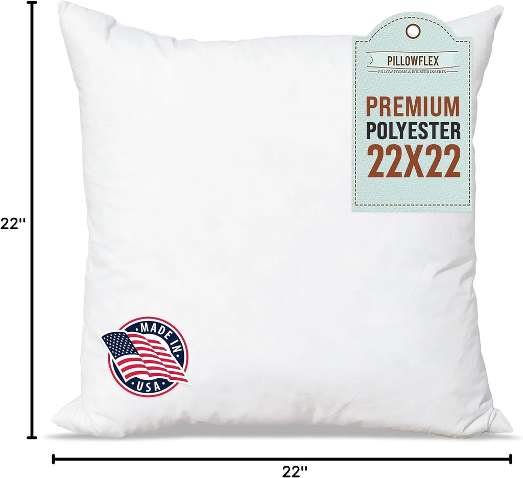 Premium Polyester Pillow Insert - 22x22 Soft Decorative Pillow